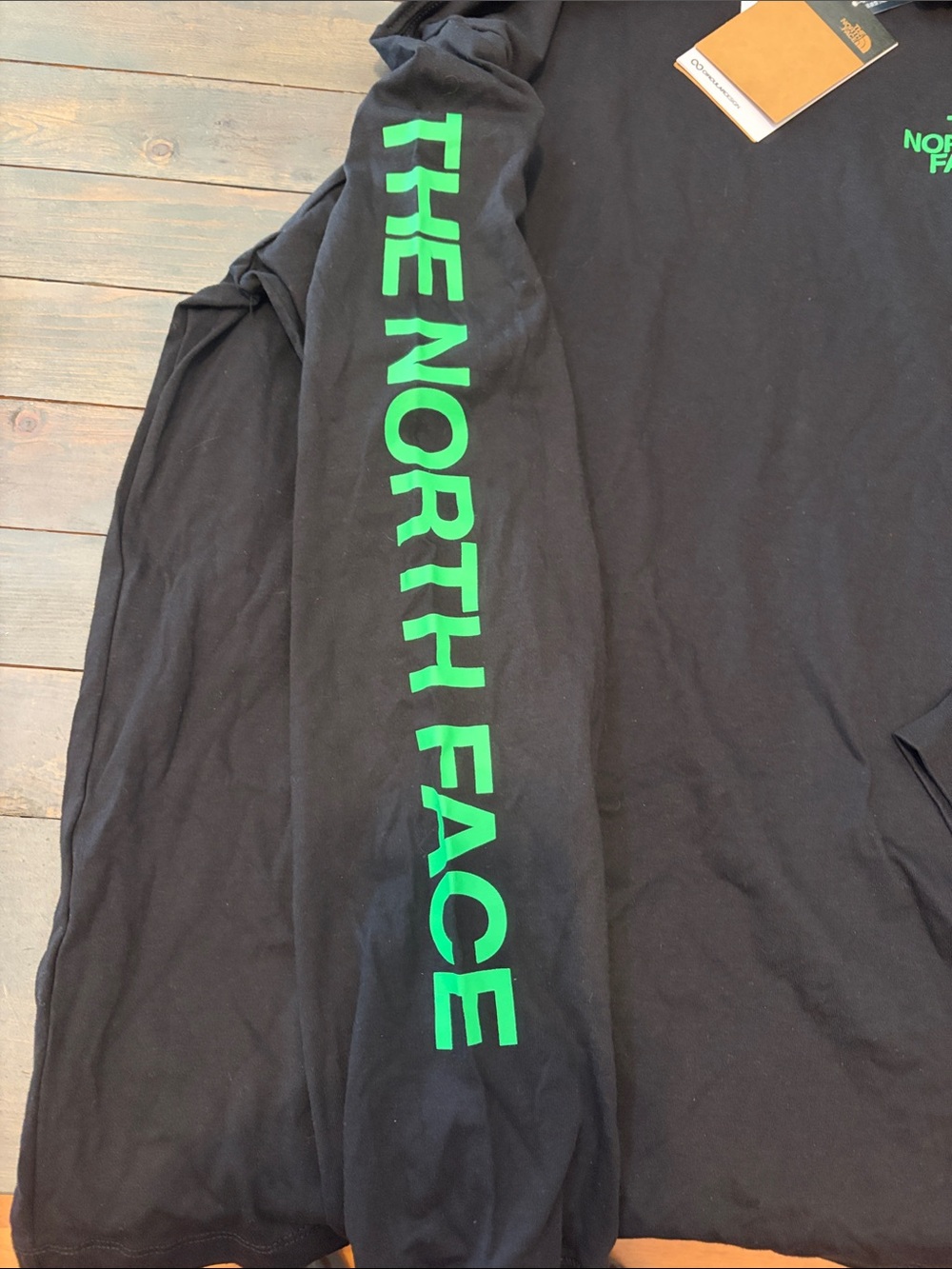 The North Face Black Long-Sleeve Tee with Green Logo - Picture 3 of 5